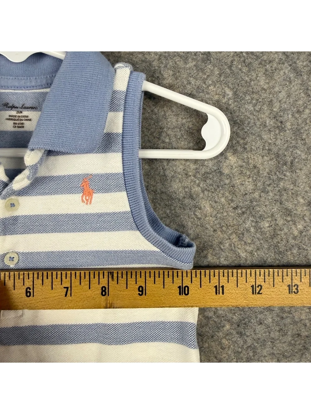 Ralph Lauren Sleeveless Polo Dress With Bloomers Blue White Stripe 24 Months 017
